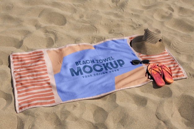 Seaside beach towel design mockup