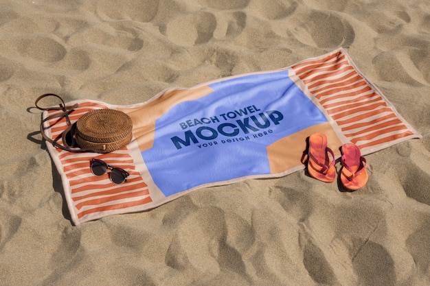 Seaside beach towel design mockup