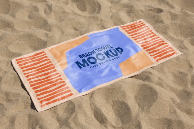 PSD seaside beach towel design mockup