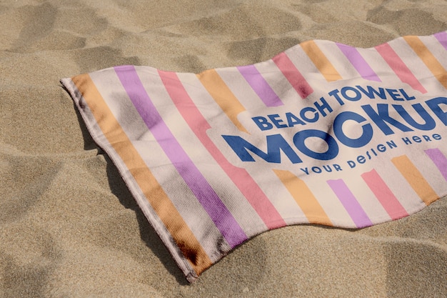 PSD seaside beach towel design mockup