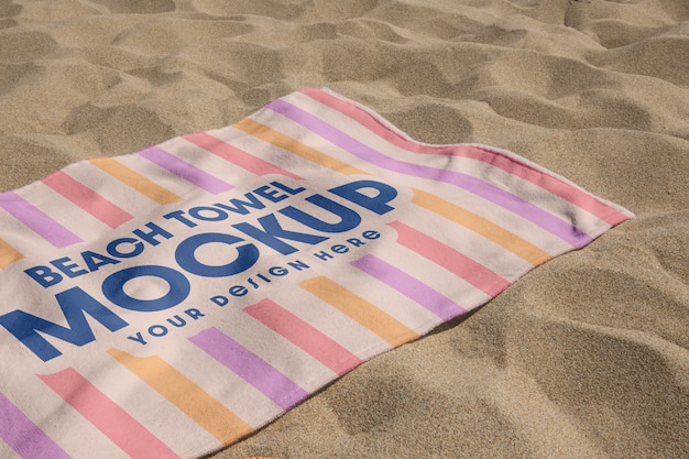 PSD seaside beach towel design mockup