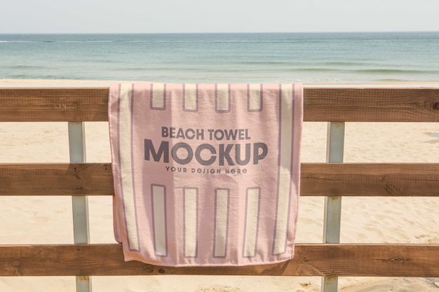 PSD seaside beach towel design mockup