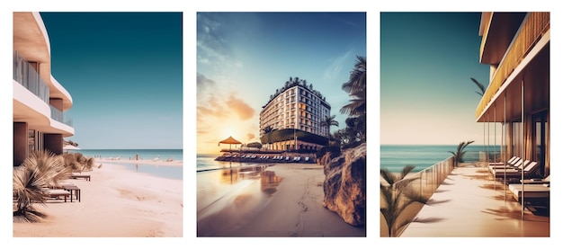 PSD seaside hotel poster template