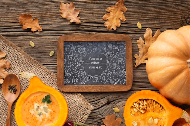 seasonal vegetable on table mock-up