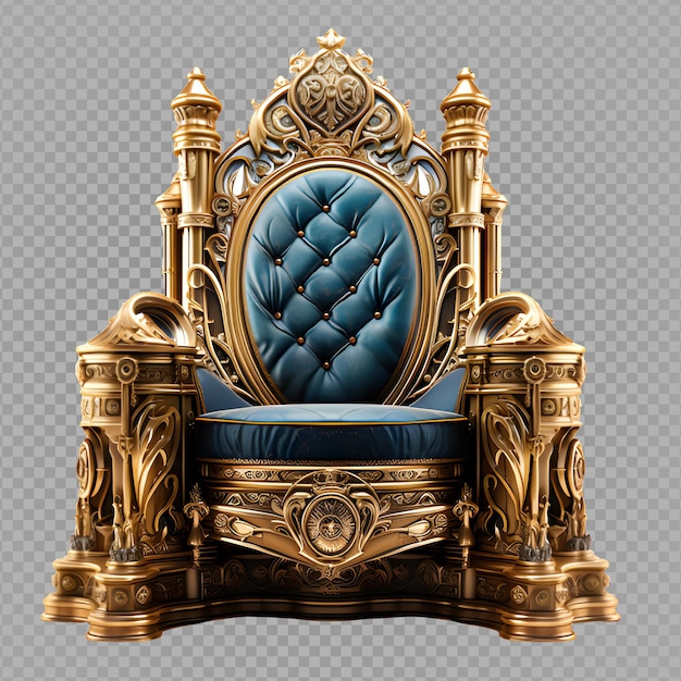 透明な背景に分離された王位の座 黄金の玉座椅子生成 ai