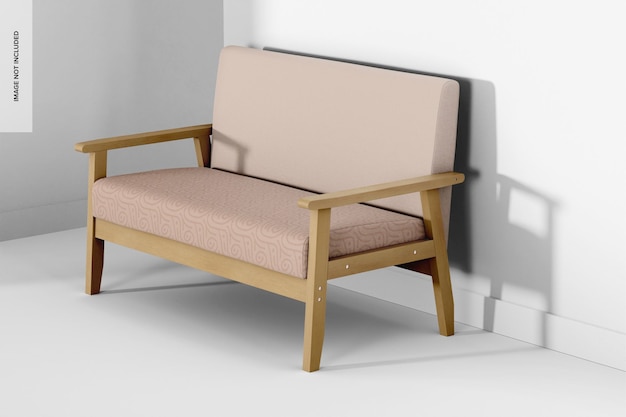 PSD seat with wooden legs mockup, right view