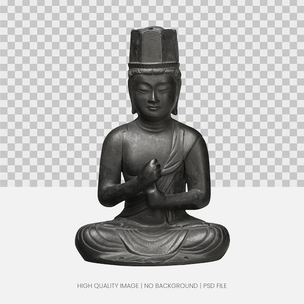 座っている仏像と手のジェスチャーと帽子