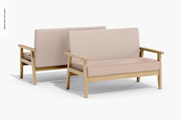 PSD seats with wooden legs mockup