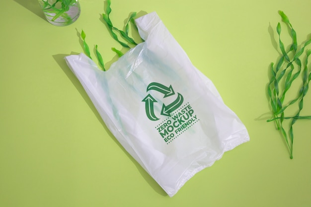 PSD seaweed near plastic bag mockup