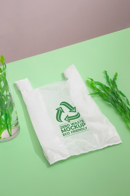 PSD seaweed near plastic bag mockup