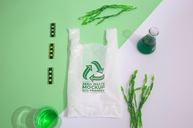 PSD seaweed near plastic bag mockup