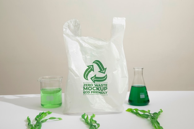 PSD seaweed near plastic bag mockup