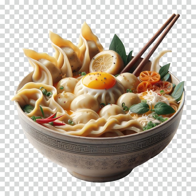 PSD a seblak with dumpling in the bowl transparent background