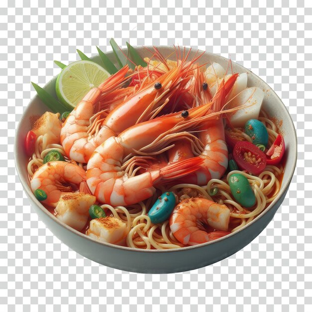 PSD a seblak with shrimp in the bowl transparent background