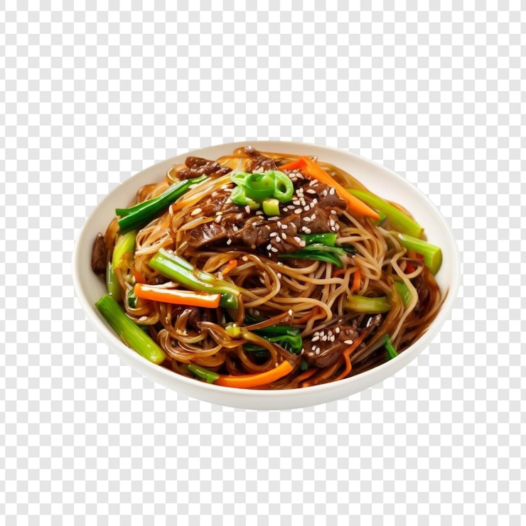 PSD sebzeler ve susam ile lezzetli asya usulü dana etli noodle
