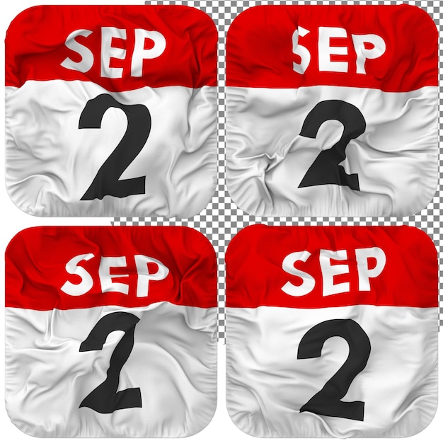 Second 2nd Date Calendar Icon Isolated Four Waving Style Bump Texture 3D Rendering