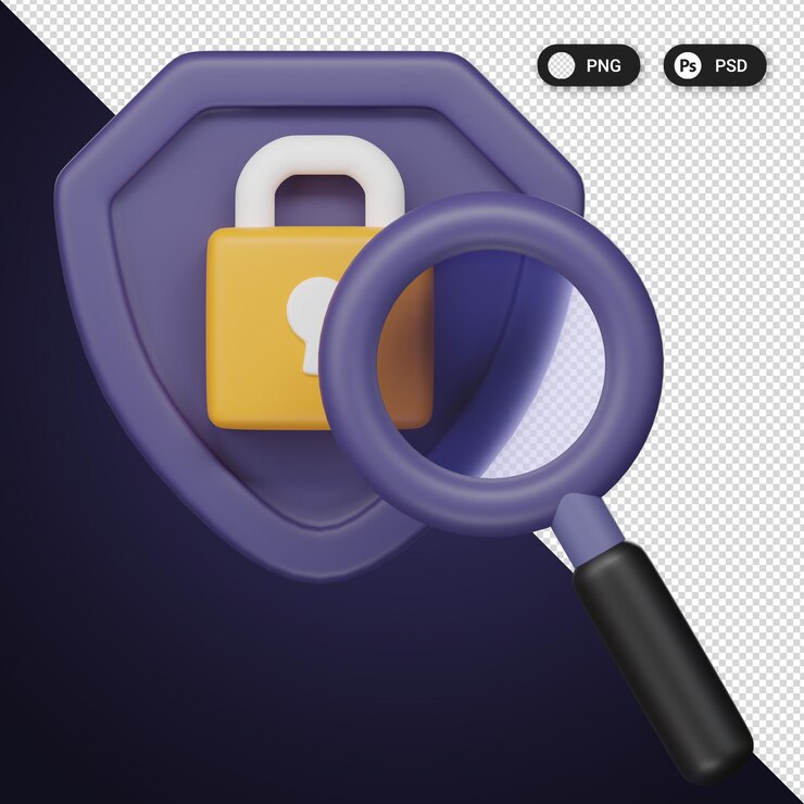 Secure Browsing Cyber security icons set ux ui web design elements 3d rendering