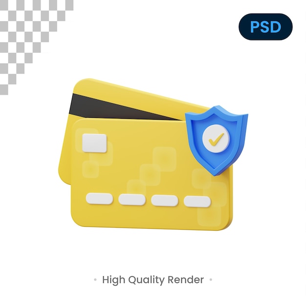 Secure Card 3D Icon Premium Psd