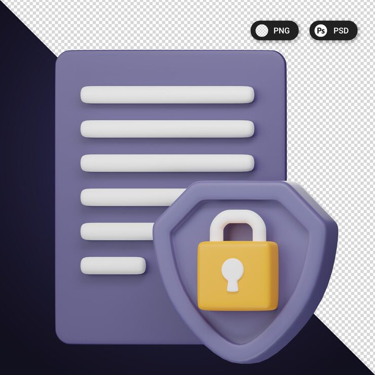 PSD secure file cyber security icons set ux ui web design elements 3d rendering
