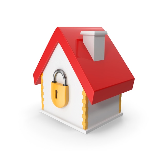 Secure Home Concept A 3D Cartoon Illustration