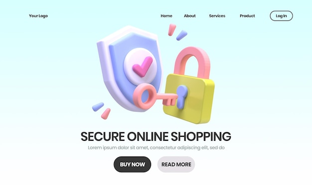 PSD secure online shopping concept illustration landing page template for business idea concept background