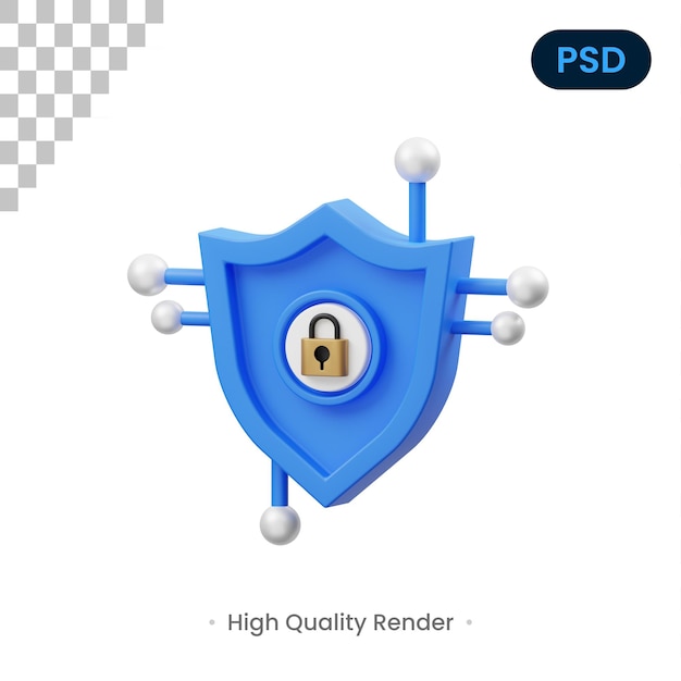 Secure Shield 3D Icon Premium Psd