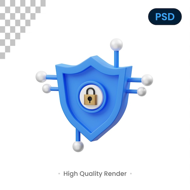 PSD secure shield 3d icon premium psd