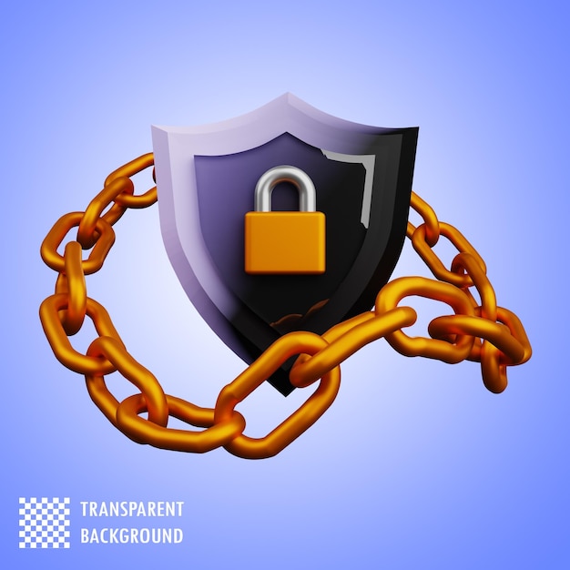Secure Shield with Golden Chain and Lock