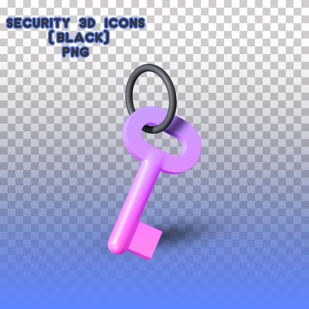 Security 3d icons key  (black)