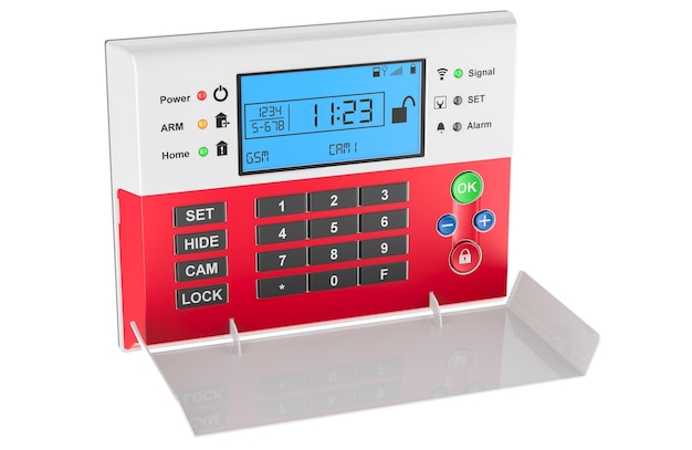 security alarm system home burglar security 3d rendering isolated on transparent background