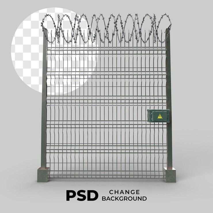 PSD security fence with barbed wire