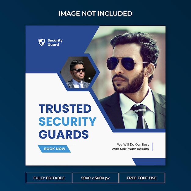 PSD security guard instagram post psd template