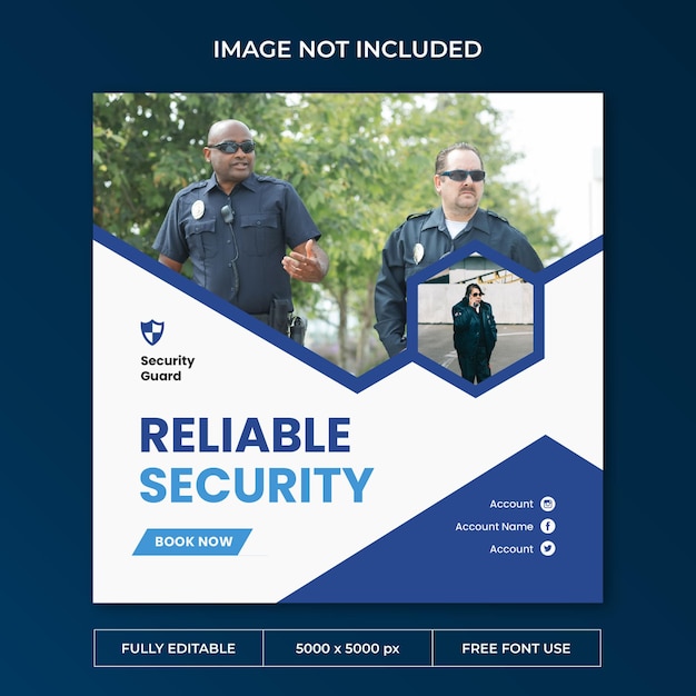 PSD security guard instagram post psd template