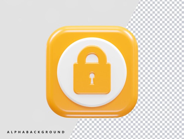 security icon lock 3d vector rendering transparent element