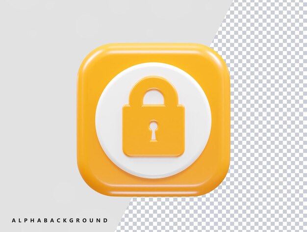 PSD security icon lock 3d vector rendering transparent element