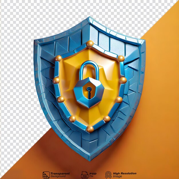 PSD security logo 3d isolated on transparent background