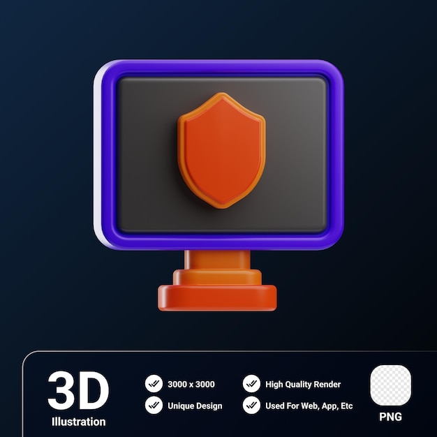 PSD security object secure computer 3d illustration