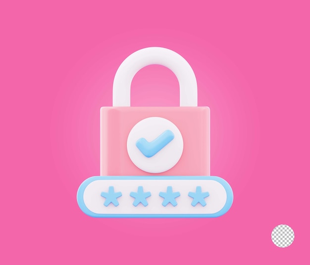 security padlock with checkmark symbol representing secure data privacy protection icon 3d render