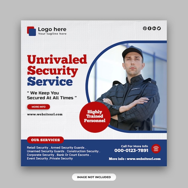 Security services and private security social media post and web banner design template