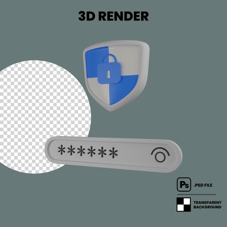 PSD security shield andpassword panel concept isolated 