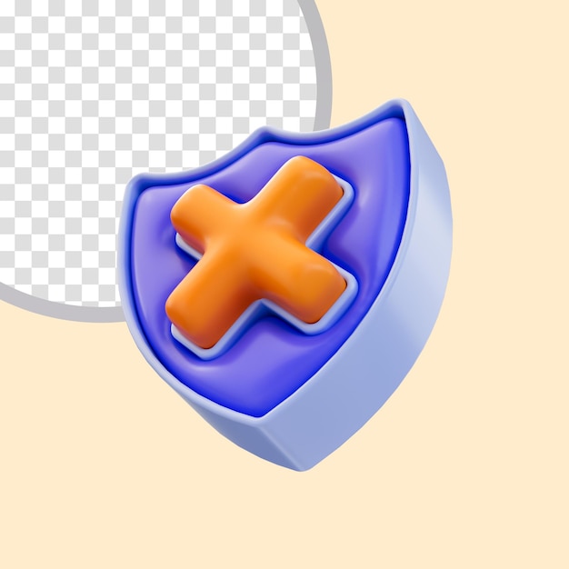Icona del segno di croce dello scudo di sicurezza concetto di rendering 3d per la protezione non riuscita virus attaccato