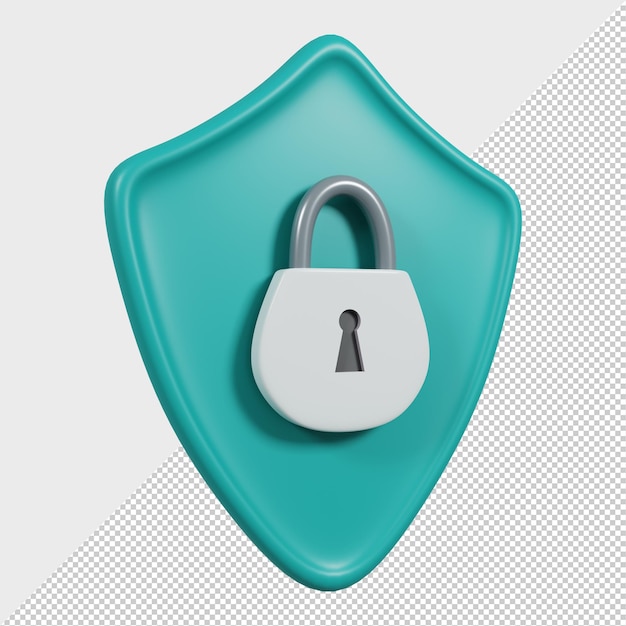 Security shield icon 3d rendering premium psd