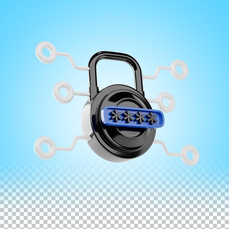 PSD security technology 3d icon and illustration