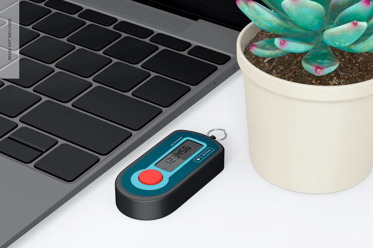 PSD security token with plant pot mockup