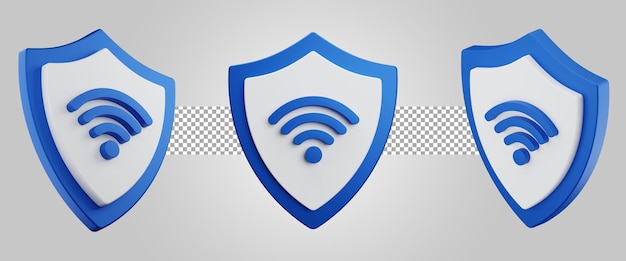 Internet wifi di sicurezza e rete privata. rete privata virtuale. rendering 3d