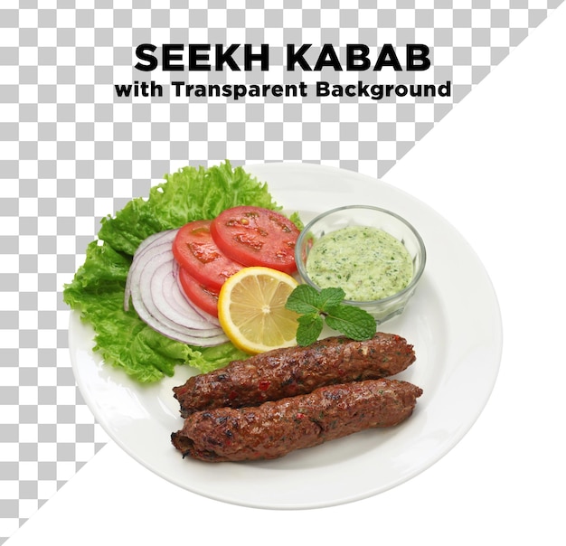 Seekh kabab photo psd con sfondo trasparente