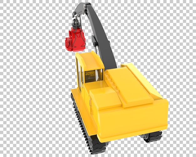 Şeffaf arka planda ağaç kesme makinesi 3D render illüstrasyonu