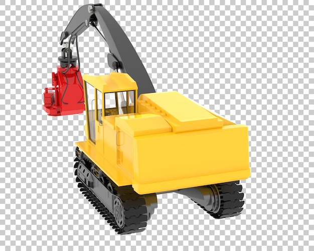 Şeffaf arka planda ağaç kesme makinesi 3D render illüstrasyonu