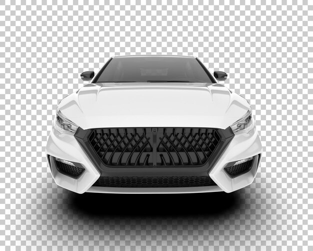 Şeffaf arka planda beyaz şehir arabası 3D render illüstrasyonu