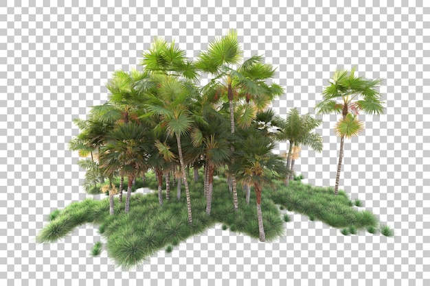 Şeffaf arka planda izole edilmiş yaprak adası 3D render illüstrasyonu